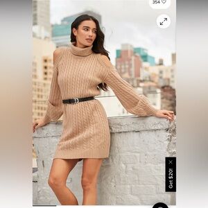 Lulu's Camel Cowl Neck Sweater Dress-NWT